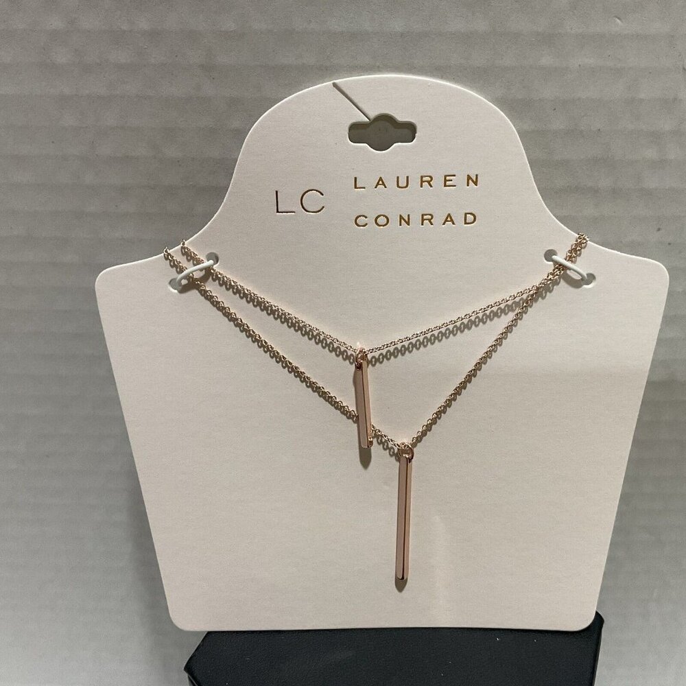 Lauren Conrad Dual Strand Gold Pendant Necklace New